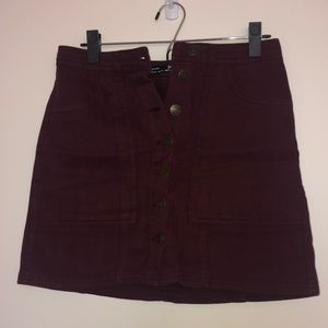 Stradivarius Burgundy Button Skirt